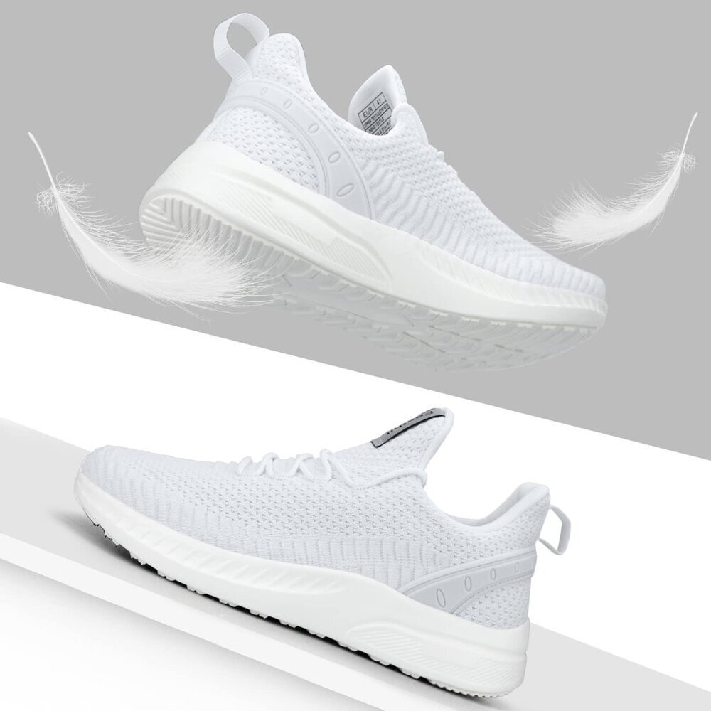Women's Light White Lightweight Casual Breathable Mesh Walking Sneakers - Picture 6 of 6
